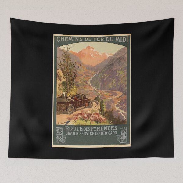 Item preview, MIDI Route des Pyrenees vintage travel poster designed and sold by stickart-marek.