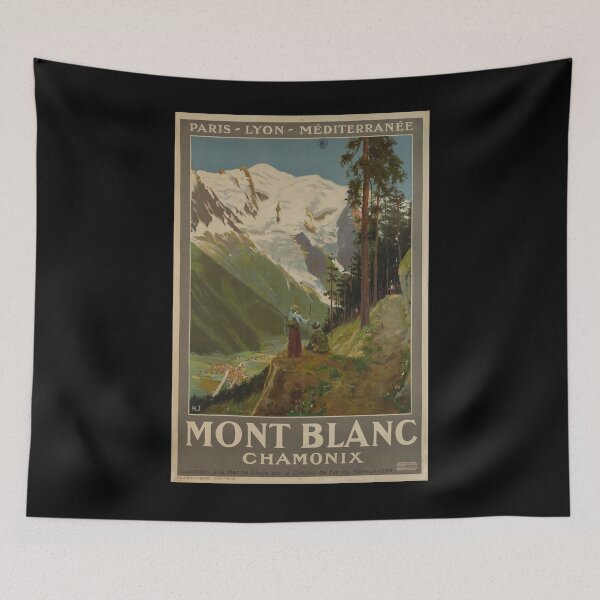 Item preview, PLM Mont Blanc Chamonix vintage travel poster designed and sold by stickart-marek.