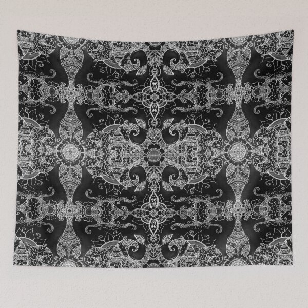 Item preview, Sunflowers - Mehndi Paisley Floral Abstract Art - Black White #2 designed and sold by GrandTartaria.