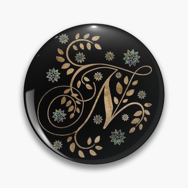 Item preview, Luxury Golden Calligraphy Monogram with letter N designed and sold by k9printart.