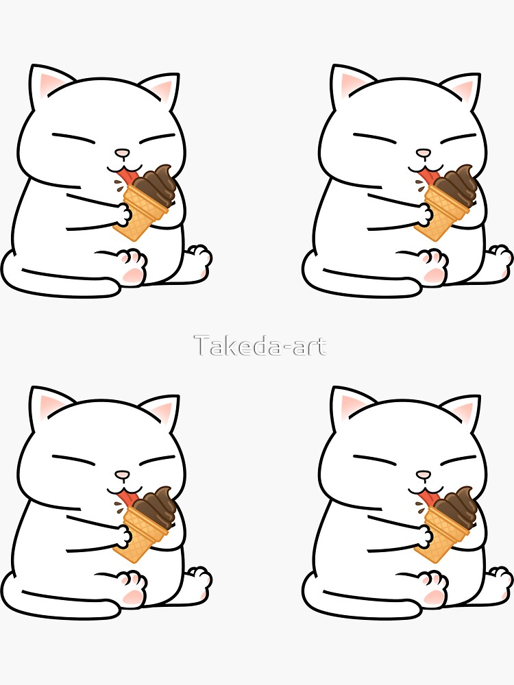 "Chubby Cat Chocolate Ice Cream (cat only)" Sticker by Takedaart