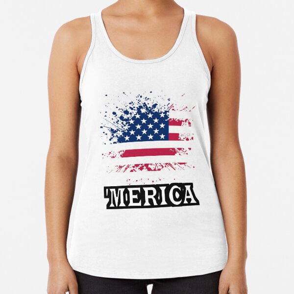 Women 4th July Sleeveless Vest Funny Graphic Top Merica American Flag Beer Racerback Tank Top
