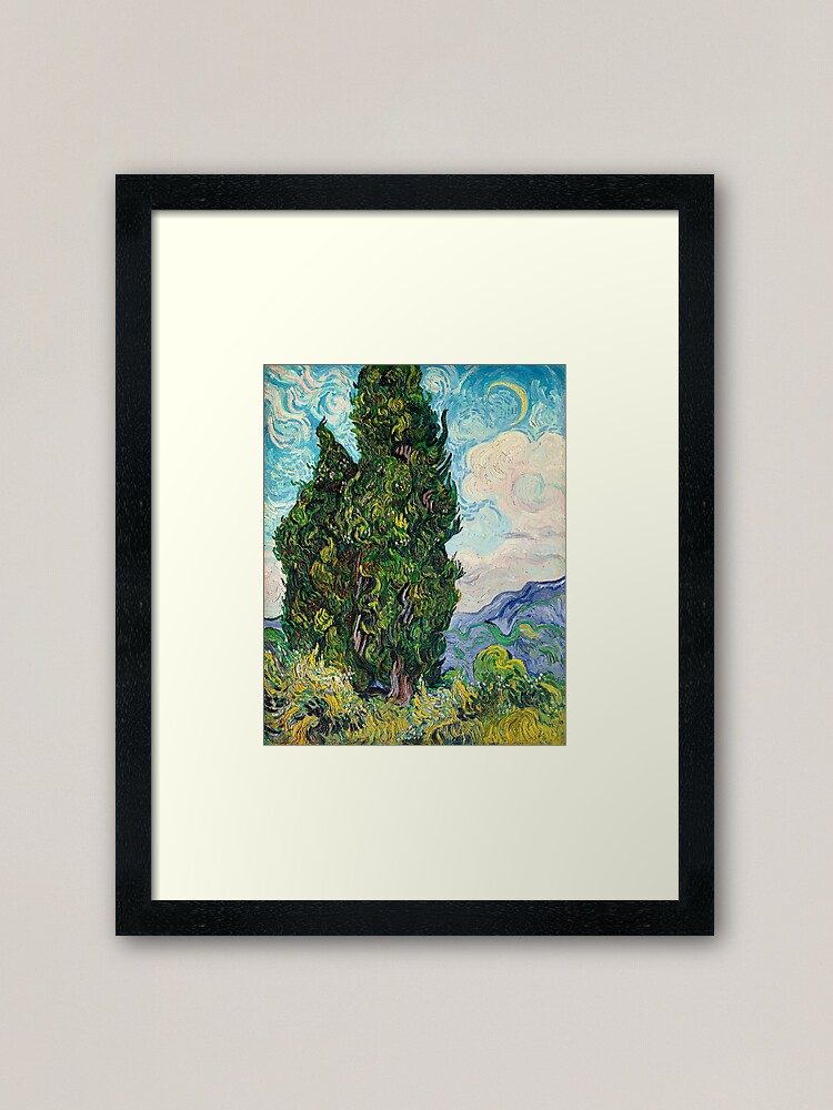 Painting Art Vincent Van Gogh Paintings Cypresses Framed Art Print By Sasyjamart Redbubble