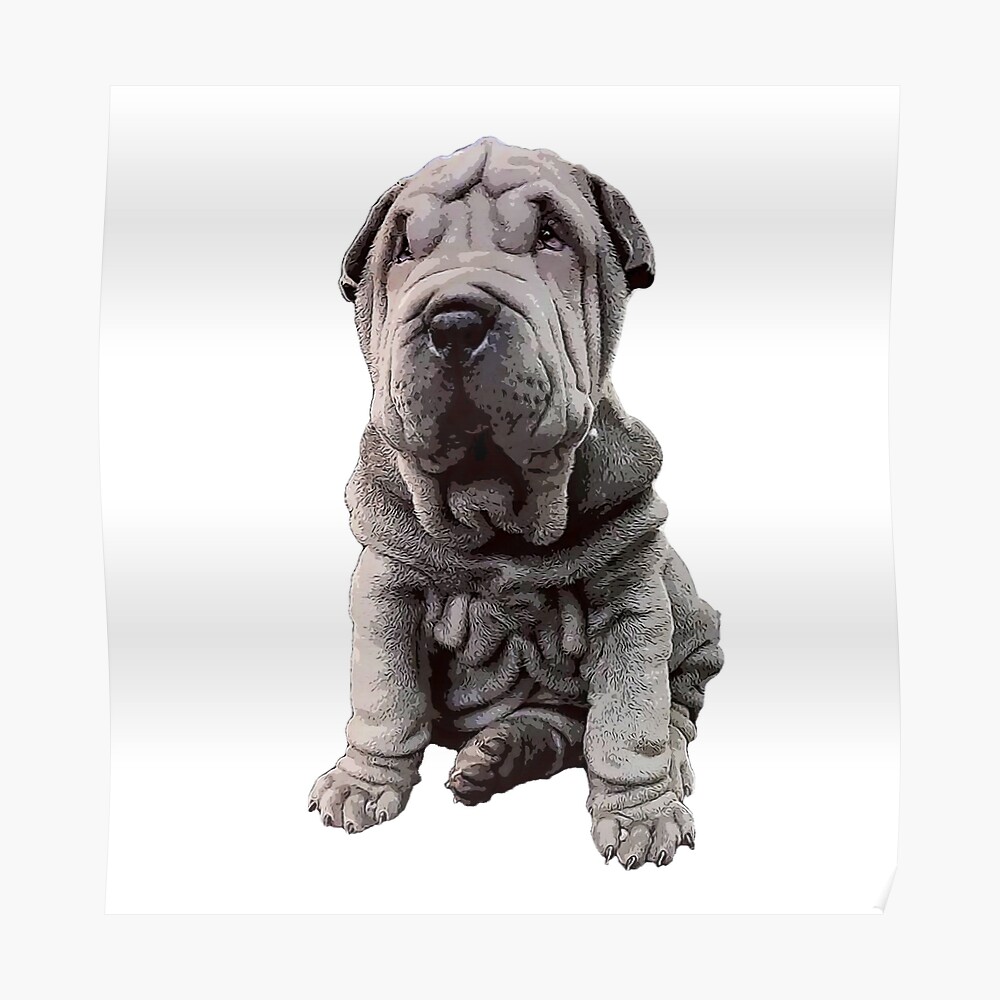 Shar Pei Cute Blue Puppy Dog Sticker By Elegantcat Redbubble