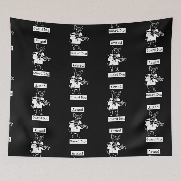 Item preview, Armed Guard Dog. Funny Pun. Dark background. designed and sold by shirtdan.