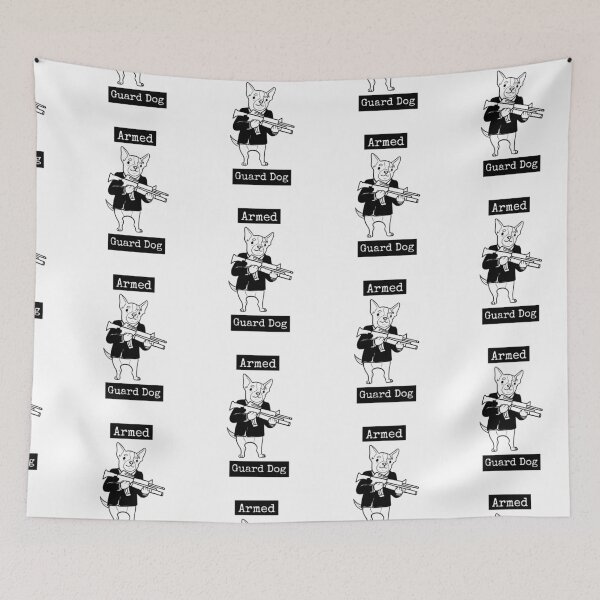 Item preview, Armed Guard Dog. Funny Pun. Light background. designed and sold by shirtdan.
