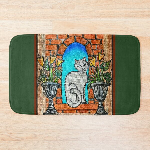 Item preview, White Cat in Arched Window designed and sold by PaniaBrown.