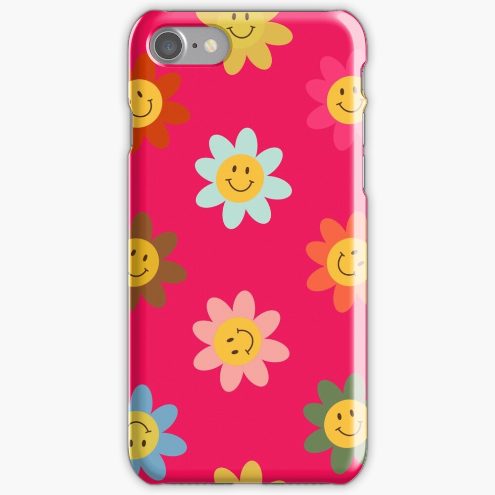 "SMILEY FLOWER PINK" iPhone Case & Cover by Glossypop Redbubble