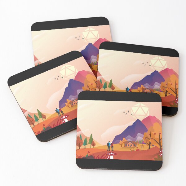 Item preview, Autumn Hiking Mountains Polyhedral Dice Sun RPG Landscapes designed and sold by pixeptional.