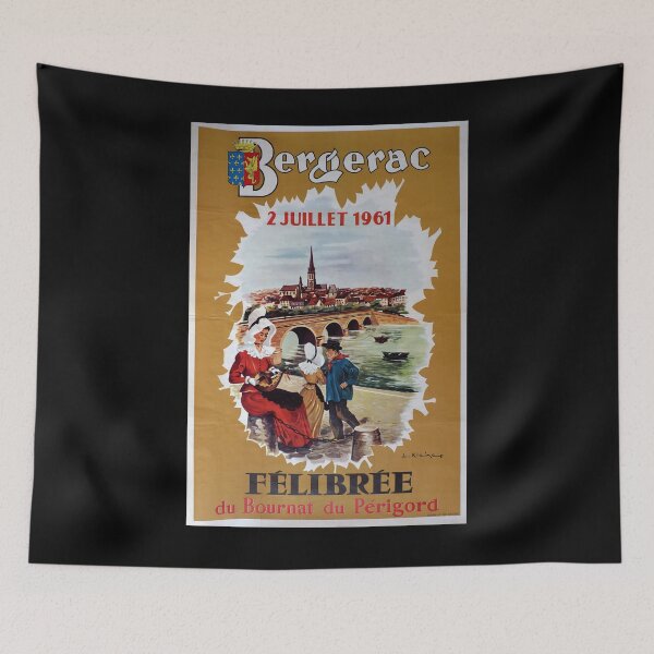 Artikelvorschau, Bergerac 1961 vintage travel poster entworfen und verkauft von stickart-marek.