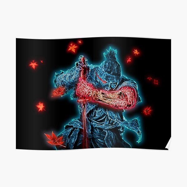 Neon Sekiro Shadows Die Twice Póster