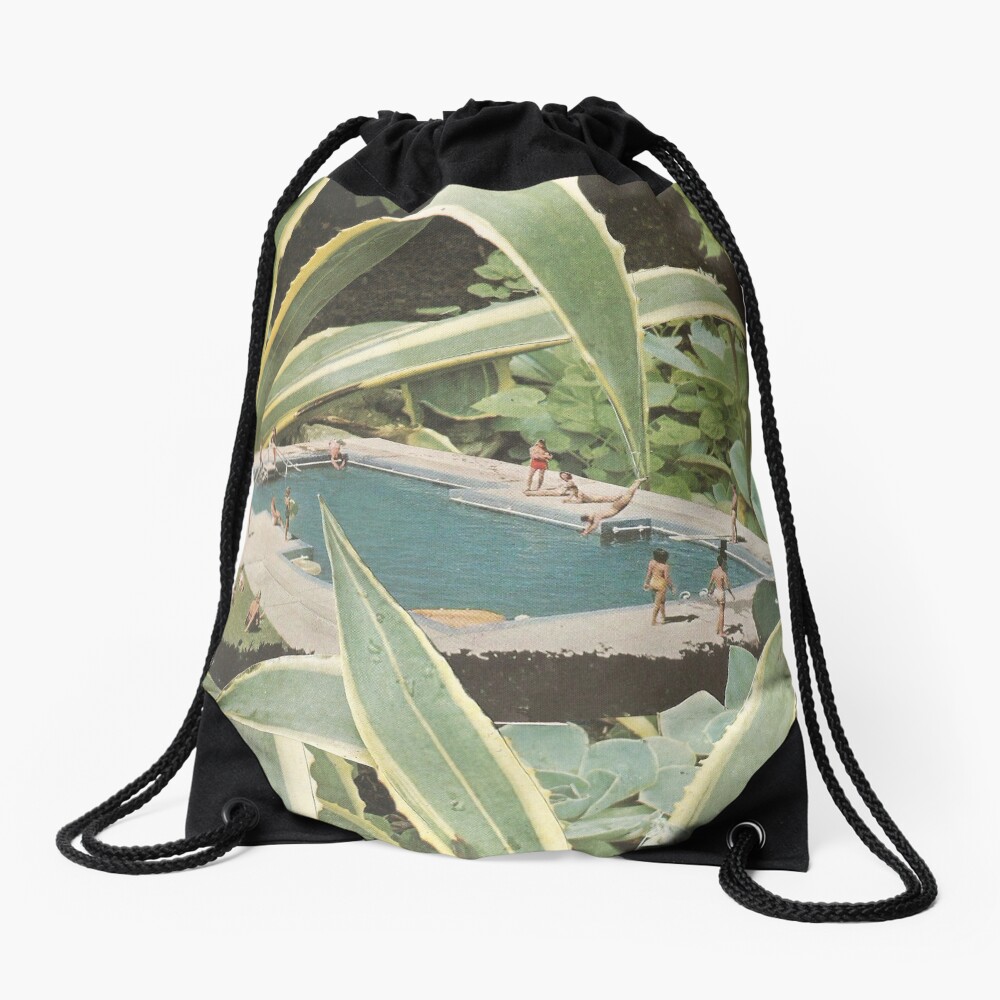 Swimming pool fun Drawstring Bag