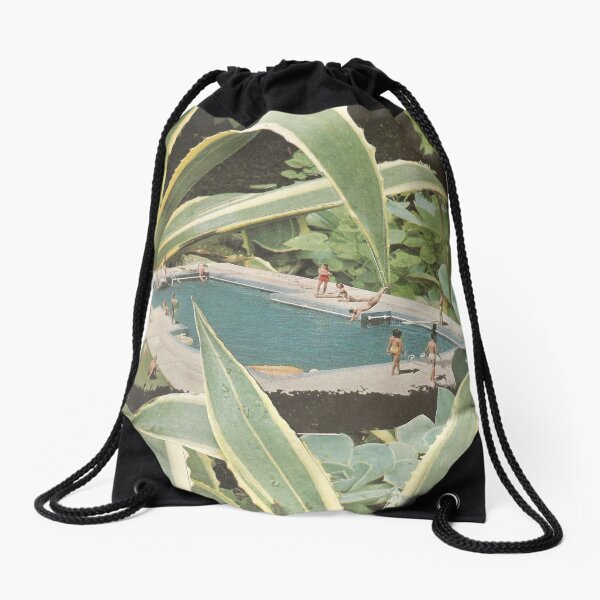 Swimming pool fun Drawstring Bag