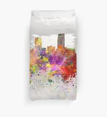 Omaha skyline in watercolor background Duvet Cover