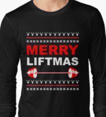 Frohe Liftmas, Gewichtheben Weihnachten hässliche Pullover Langarmshirt