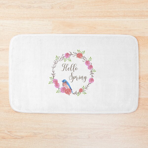 Item preview, Bluebird sitting on a rose flower wreath with spring wishes designed and sold by Shawlin Islam.