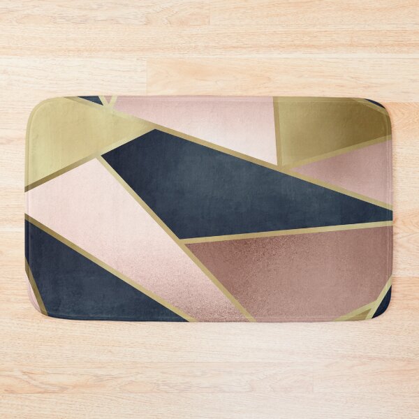 Item preview, Geometric, Rose Gold, Pink, Gold and Navy Blue, Abstract, Pattern designed and sold by meggydesigns.