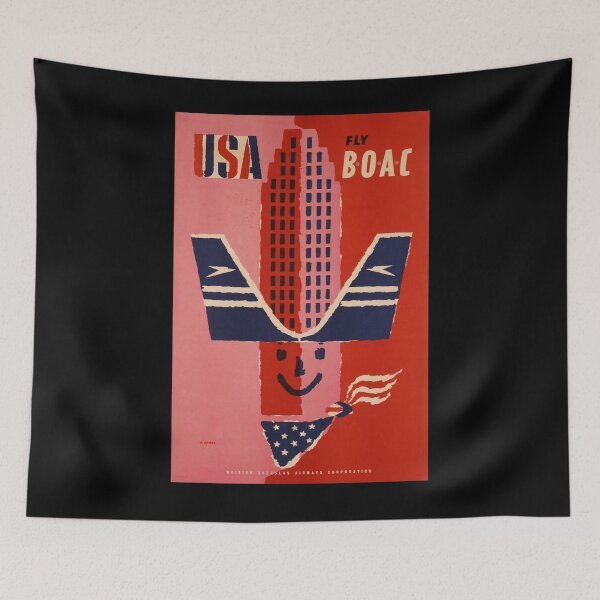 Item preview, USA Fly Boac vintage travel poster designed and sold by stickart-marek.