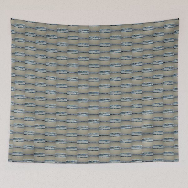 Item preview, ochre and blue stripe abstract designed and sold by Jonesyinc.