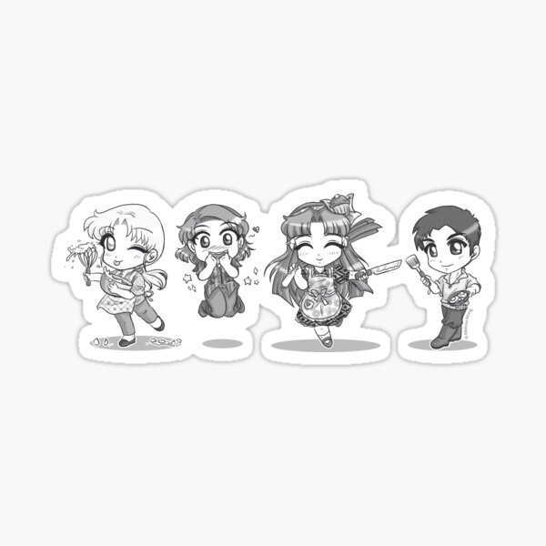 Atlantis: TVC -- Kitchen Chibis Sticker [Black and White] Sticker
