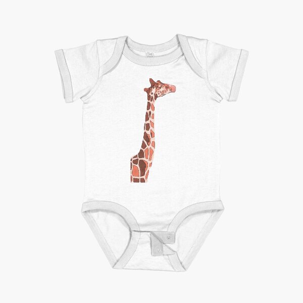 Giraffe head in beige and pinks Short Sleeve Baby One-Piece