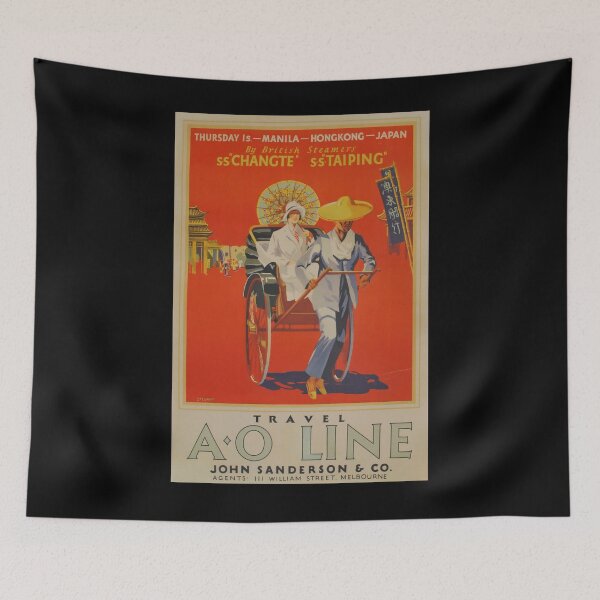 Item preview, Manila HongKong Japan vintage travel poster designed and sold by stickart-marek.