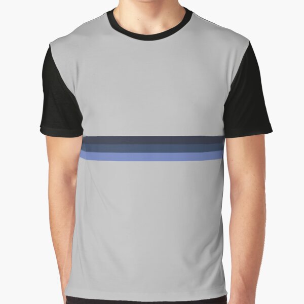 Vista previa del artículo con la obra «Rayas azules minimalistas abstractas en gris», diseñado y vendido por Retro-Rocket.