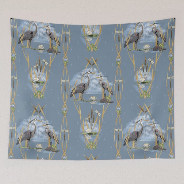 Item preview, Patrón de garza azul | Gris azulado suave designed and sold by L Diane Johnson.