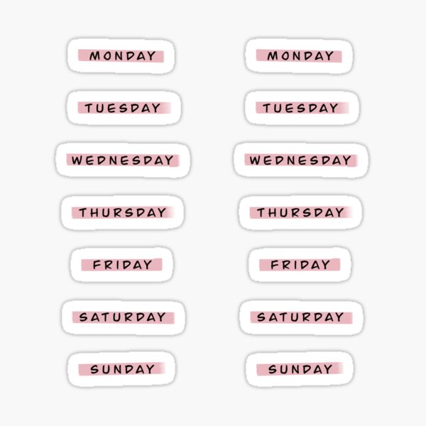 Bullet journal, days of the week Sticker for Sale by Hyper-Hoot