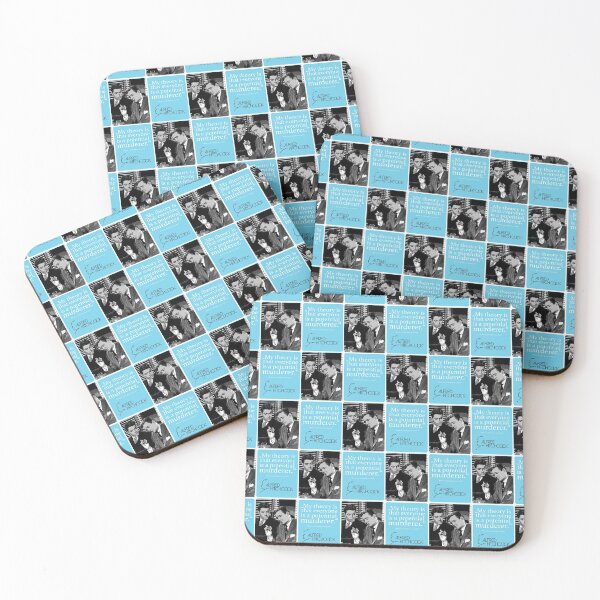 Item preview, My theory is that everyone is a potential murderer,Alfred Hitchcock quote, Strangers on a train, thrilling crime thriller, crime classics, home and office decoration, fan articles and laptop sleeves, Mallybeau Mauswohn designed and sold by Mauswohn.