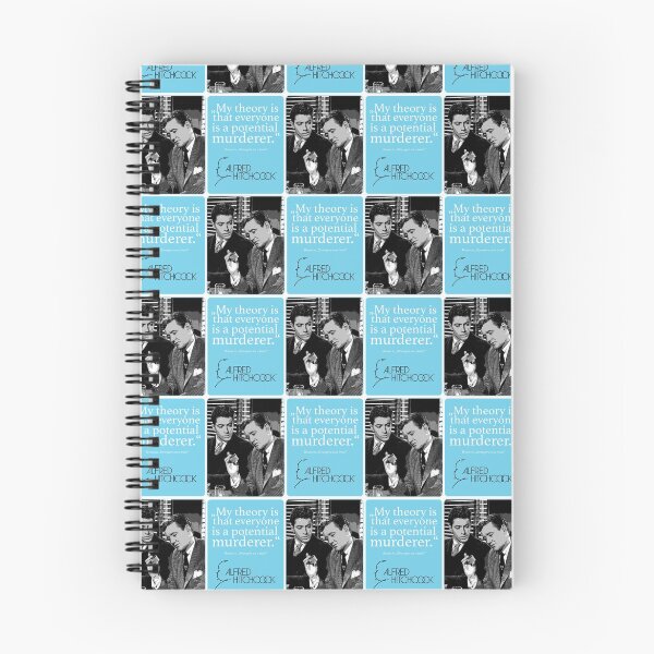 Item preview, My theory is that everyone is a potential murderer,Alfred Hitchcock quote, Strangers on a train, thrilling crime thriller, crime classics, home and office decoration, fan articles and laptop sleeves, Mallybeau Mauswohn designed and sold by Mauswohn.