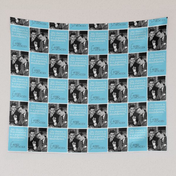 Item preview, My theory is that everyone is a potential murderer,Alfred Hitchcock quote, Strangers on a train, thrilling crime thriller, crime classics, home and office decoration, fan articles and laptop sleeves, Mallybeau Mauswohn designed and sold by Mauswohn.
