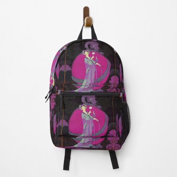 Item preview, TURANDOT ,CHINESE PRINCESS ,WHITE ROSE AND DRAGON Pink Fuchsia Black Hues designed and sold by BulganLumini.