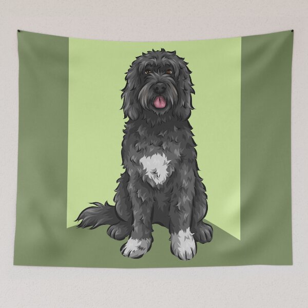 Item preview, Portuguese Water Dog | Cute Dog Art | Green Background designed and sold by shirinsart.