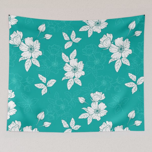 Item preview, Teal flower pattern for summer designed and sold by Katbydesign.