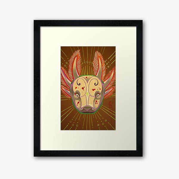 axolotl, amphibian totem art. Framed Art Print