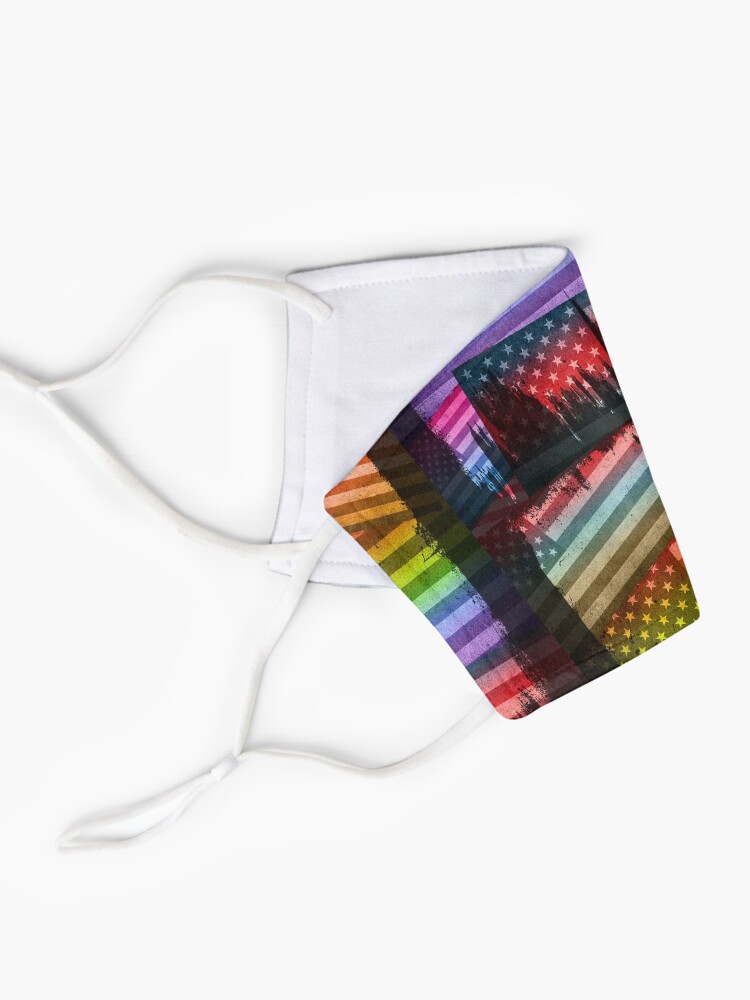 Alternate view of American Rainbow Diversity Flag (Distressed Grunge Pop Art) Mask