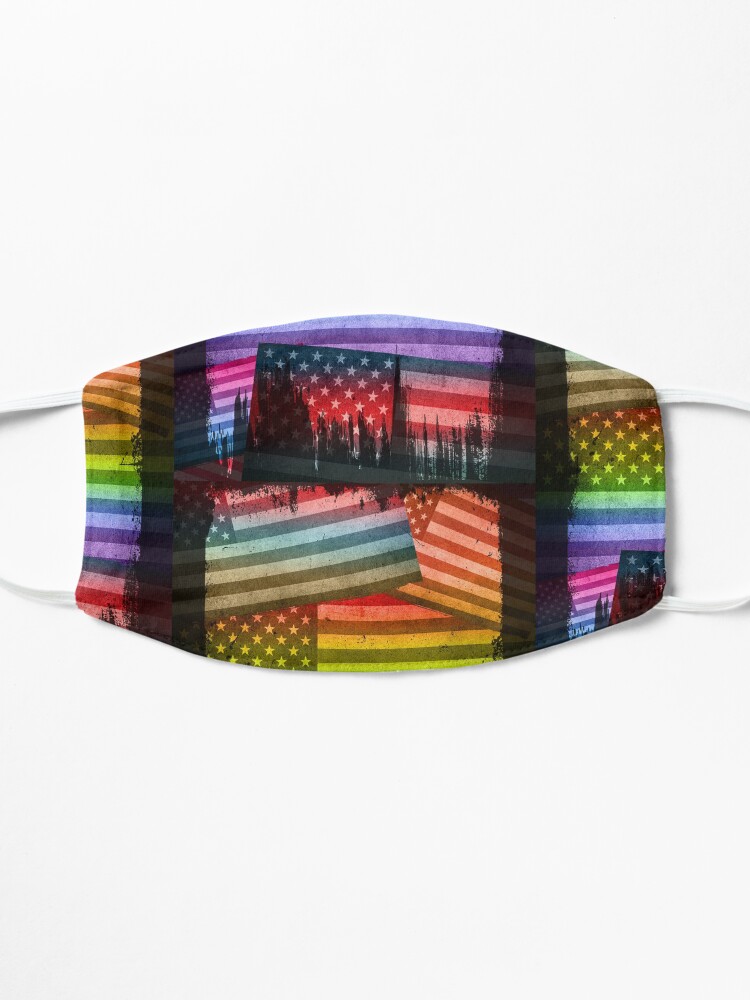Alternate view of American Rainbow Diversity Flag (Distressed Grunge Pop Art) Mask