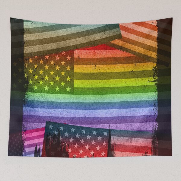 Item preview, American Rainbow Diversity Flag (Distressed Grunge Pop Art) designed and sold by SassyClassyMe.