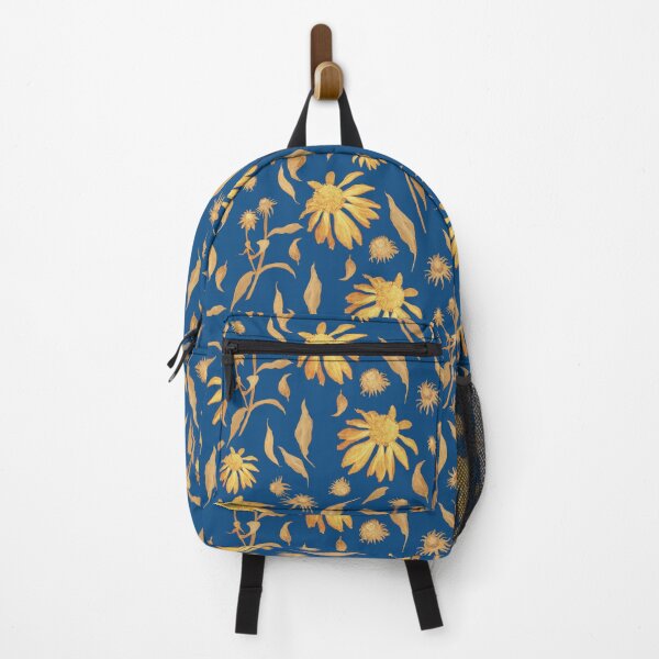 Item preview, Elegant Gold Mustard Yellow Echinacea Cone Flowers on Classic Blue designed and sold by tanjica.