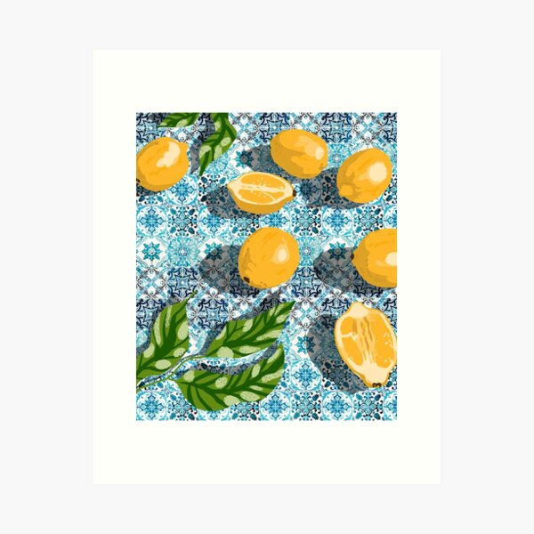 Item preview, Sweet Morocco, Tropical Lemon Tiles Painting, Eclectic Summer Modern Bohemian Exotic Illustration designed and sold by 83oranges.