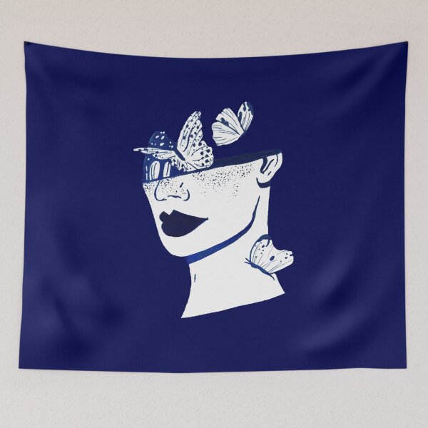 Item preview, Abstract Butterflies Face Design (blue) designed and sold by fudgecream.