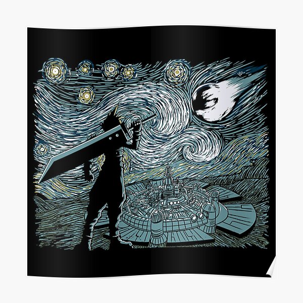 Final Fantasy VII Cloud Starry Night Poster