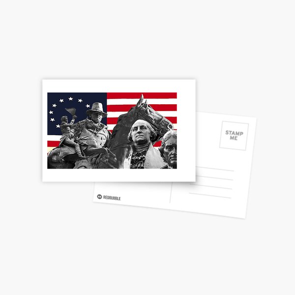 Statues and Flag Postcard