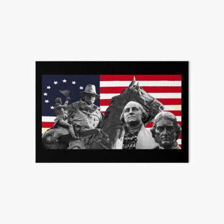 Statues and Flag Art Board Print