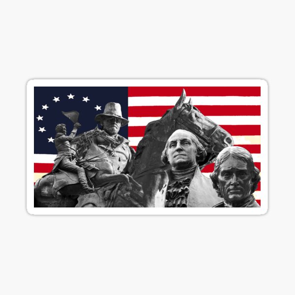 Statues and Flag Sticker
