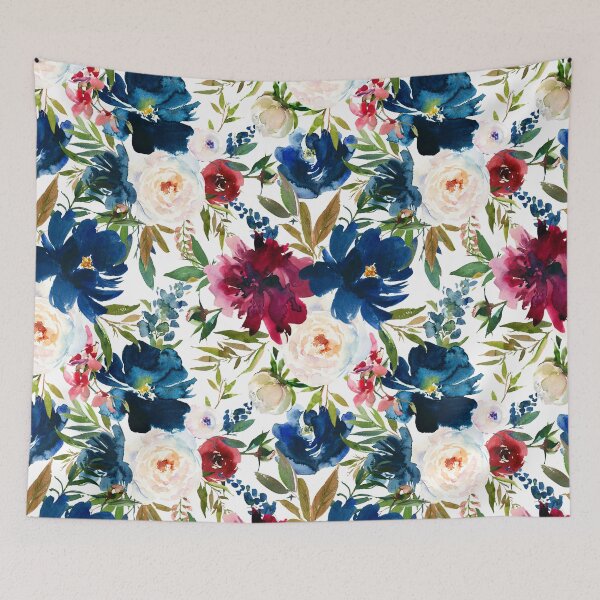 Item preview, Watercolor navy blue and burgundy peony pattern designed and sold by IoanaHraball.