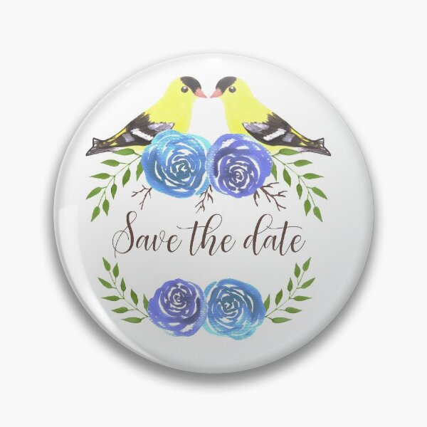 Item preview, Save the date American goldfinches on rose twigs designed and sold by Shawlin Islam.