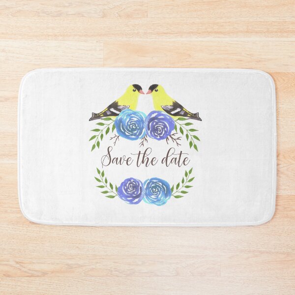 Item preview, Save the date American goldfinches on rose twigs designed and sold by Shawlin Islam.