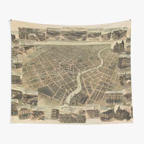 "Vintage Pictorial Map of Chatham Ontario (1870)" Tapestry for Sale by BravuraMedia  Redbubble